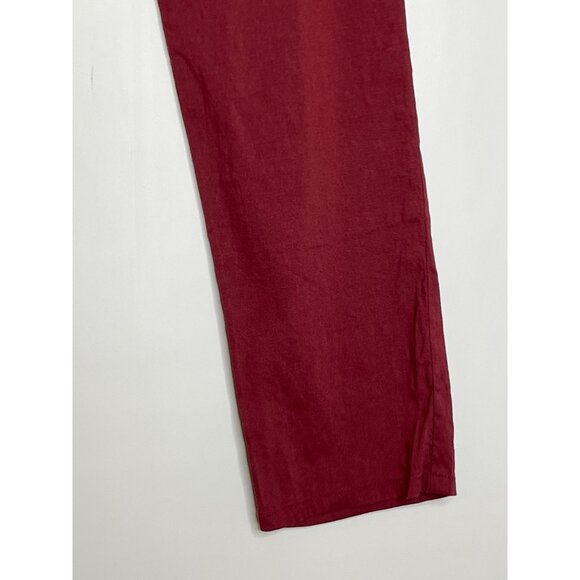 Theory Sidonia T Dark Red Stretch Linen‎ Blend Pant Trouser Cropped Size 6 - Picture 3 of 10